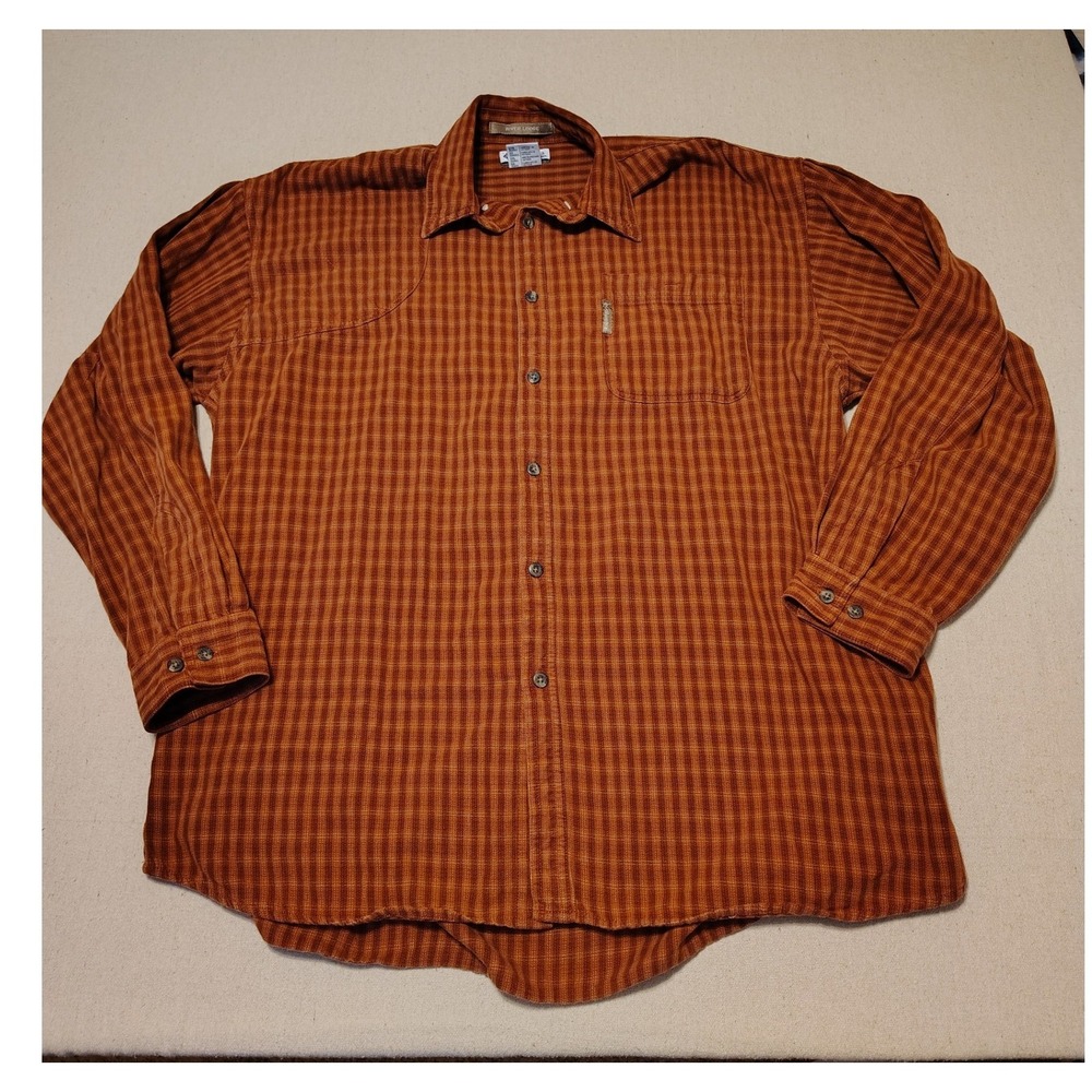 Columbia River Lodge Mens XXL Burnt Orange Plaid Long Sleeve Button Down Shirt S